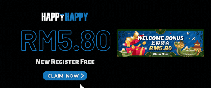 Happy88 New Register Free RM5.80 - Promotion Banner